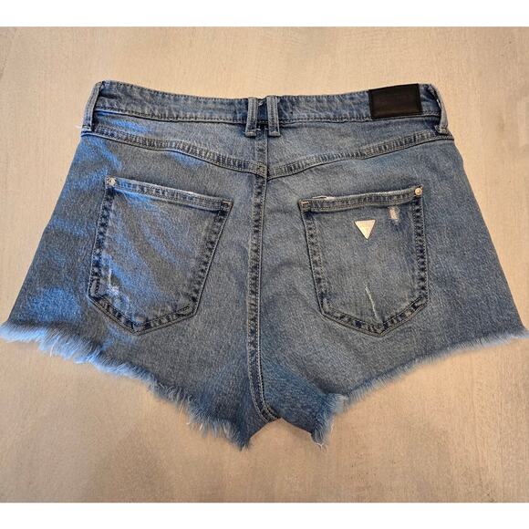 Guess Women's Denim High Rise Distressed Jean Shorts SZ 28 - Picture 1 of 7